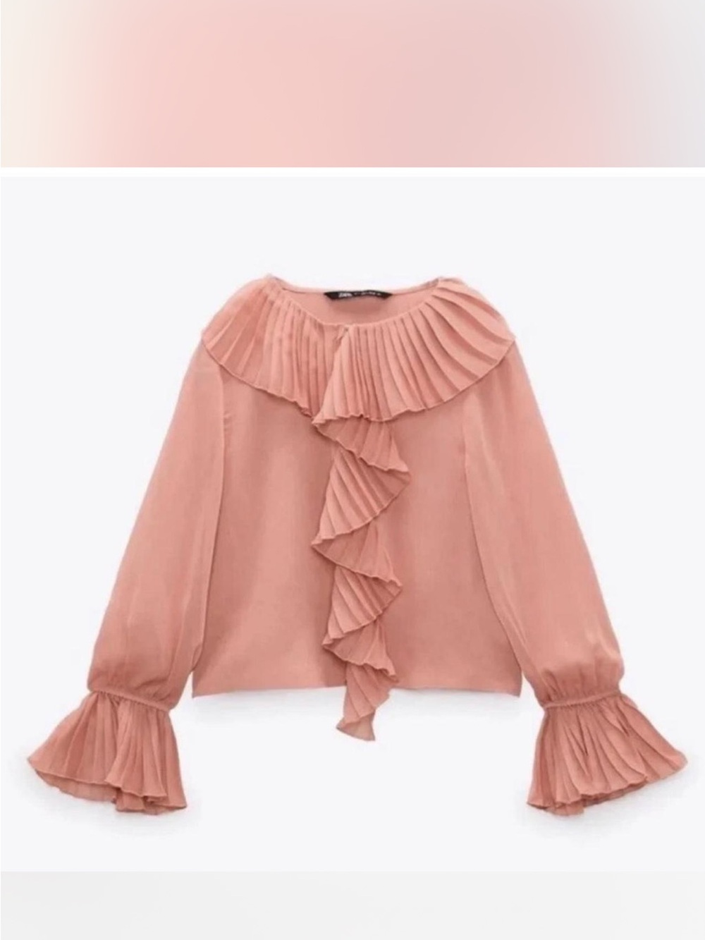 Zara Pleated Ruffle Front Blouse - Dusty Pink